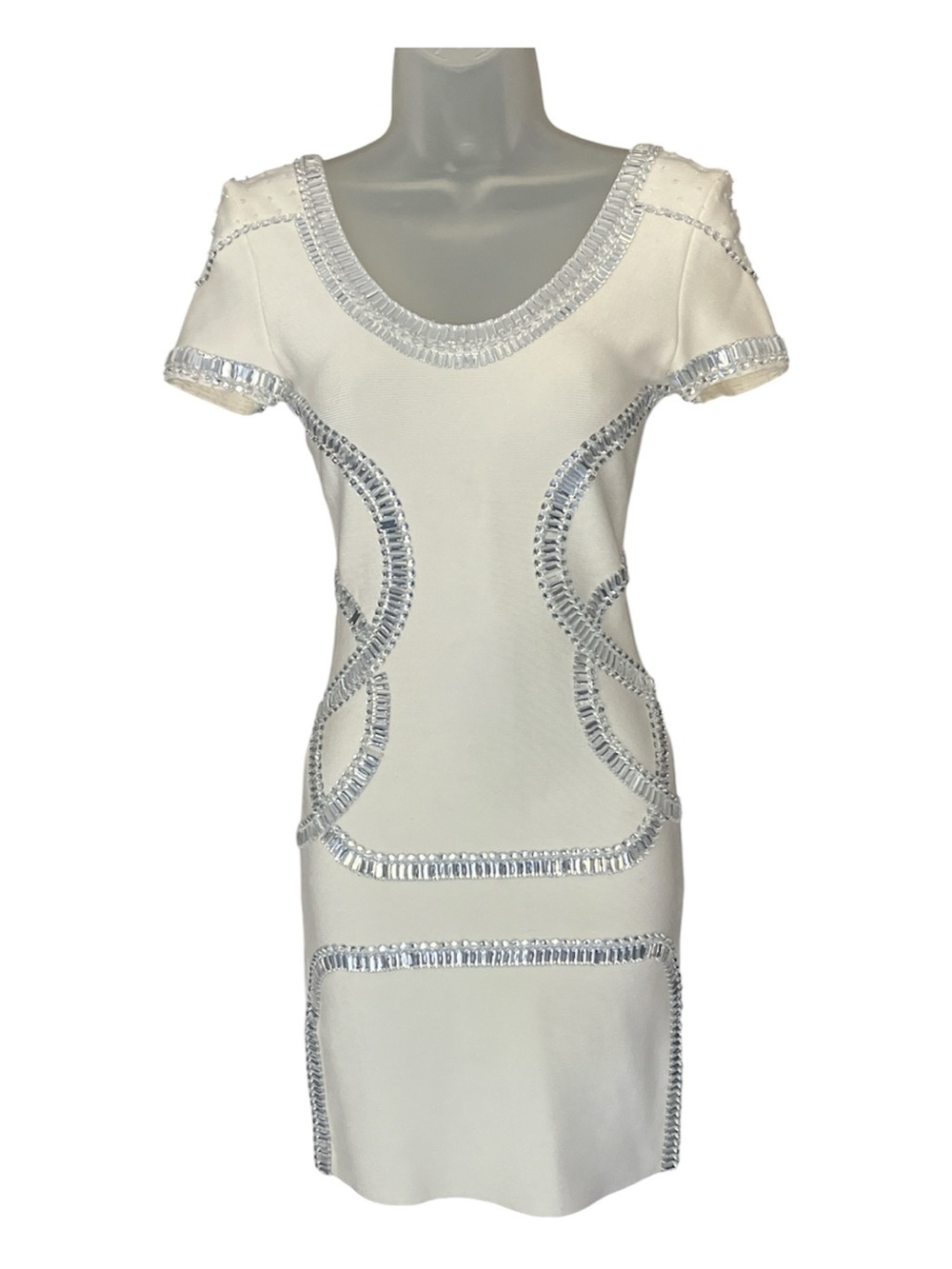 Herve Leger Ivory Bandage Dress